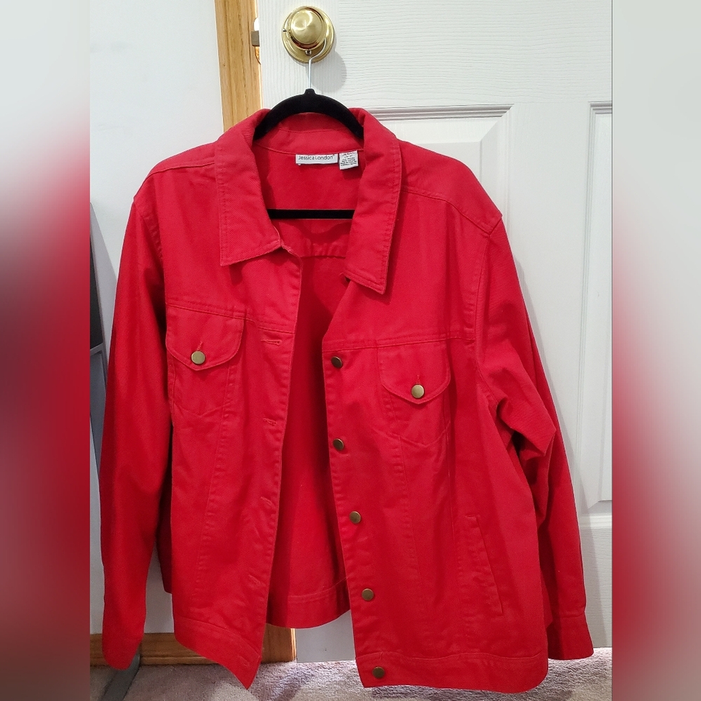 Jessica London Red Jean Jacket